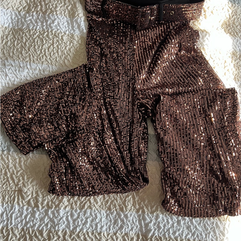 FASHION NOVA Sequin Wide-Leg JUMPSUIT - Picture 5 of 5